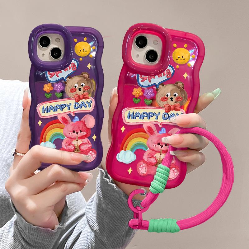 Брелок Graffiti Bear для чехла мобильного телефона Apple 16promax Huawei P70 Милый Xiaomi 15 Силиконовый 14 Подставка X