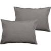 Set of 2 Percale Pillowcases Pure Combed Cotton Long Fibers 80 Threads/cm² South Wind - Ash - Set of 2 Pillowcases 50 X