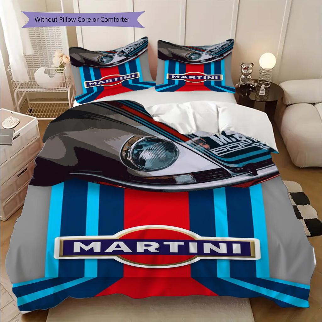 Martini Heritage Theme Bedding (1 * duvet cover + 2 * pillowcase, without core) 2D Flat Christmas birthday gift Bedding set Duvet cover and pillowcase