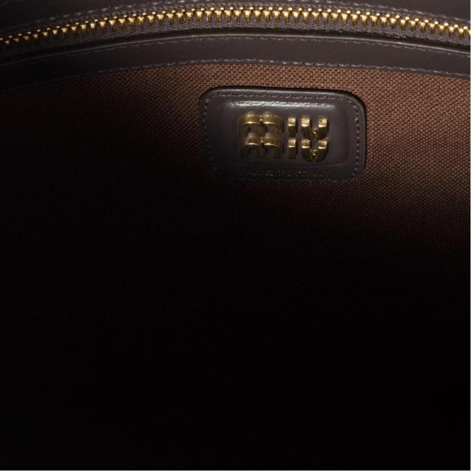 Miu Miu Ivy Brand Logo Design Fabric Tote Shoulder Bag Women bags Ebony 5BG231_AF81_F0192_V_MLN