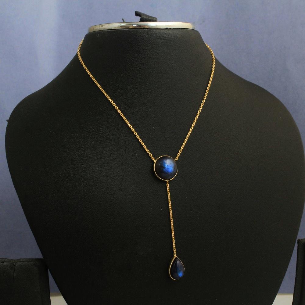 Женское ожерелье из лабрадорита с желтым золотом, стерлинговое серебро 925 пробы, ювелирные изделия ручной работы