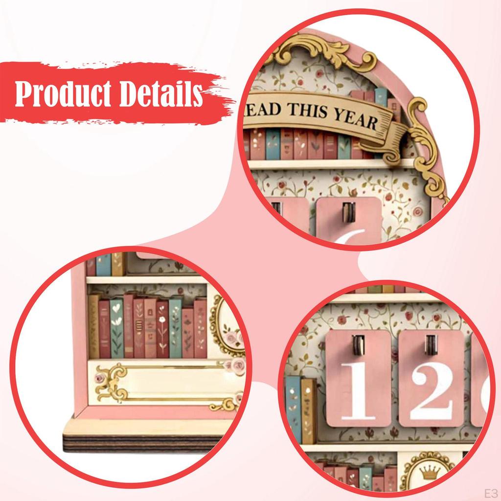 Wooden Book Read This Year Counter Sign Gift Home up to 999 Bookshelf Decoration for