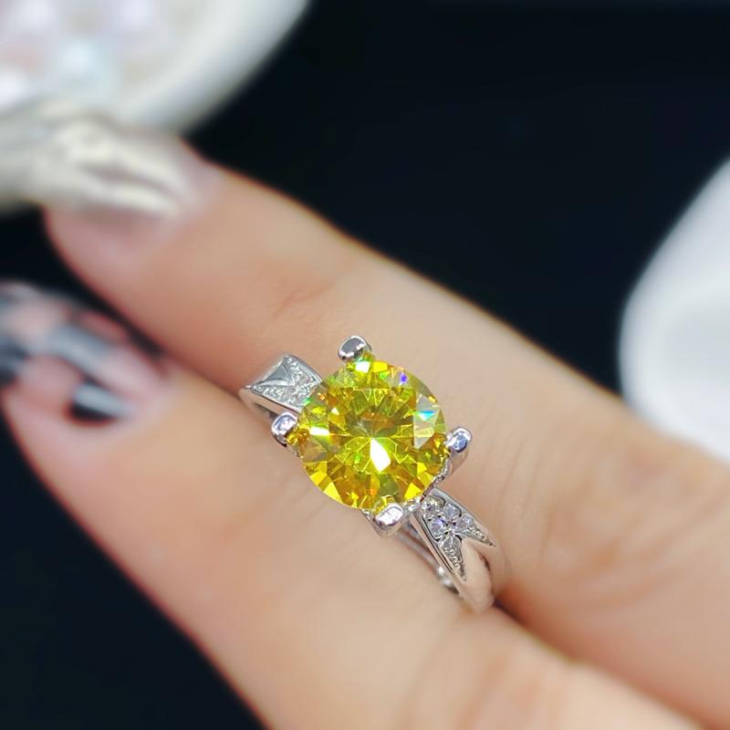 POMOiii Новые темпераментные желтые кольца круглой формы для женщин, с цирконом на день Святого Валентина, изысканные лаконичные ювелирные изделия, подарок