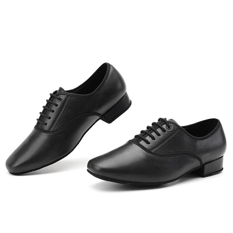 Мужские туфли для современных танцев на низком каблуке, из черной кожи, для самбы, сальсы, танго, латиноамериканских бальных танцев, каблук 2,5 см, для помещений