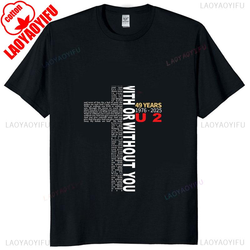 U2 Band 49 Anniversary Graphic Tee Unisex 19762026 Vintage Rock Tribute Signatures Tshirt Casual Street Style Music Apparel