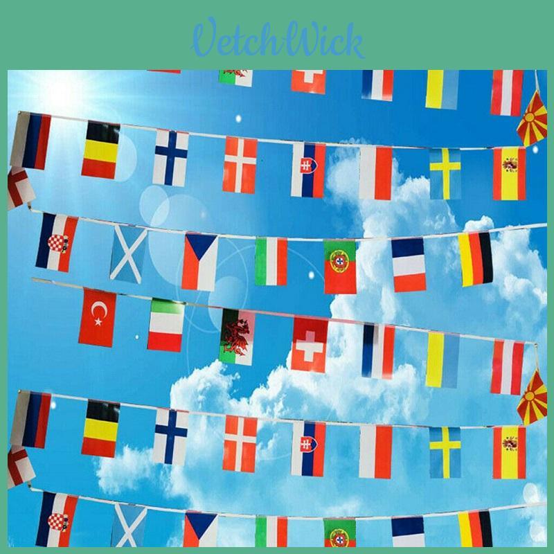 Яркая гирлянда Евро-2021 10 м полиэстеровые флаги для международного футбольного украшения