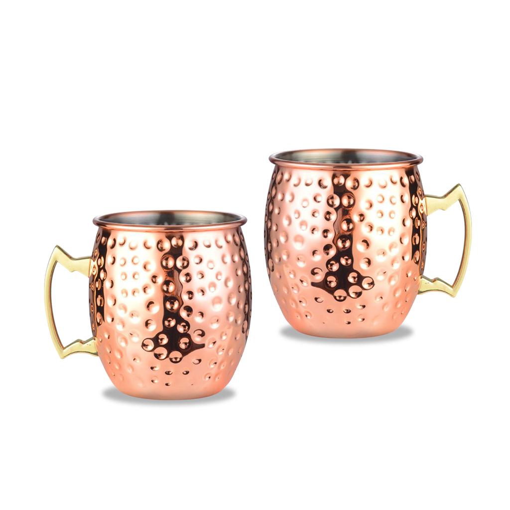 Кружки Leeseph Moscow Mule, кованые медные чашки с покрытием из нержавеющей стали 304, для холодных напитков, пива, вина, баров, вечеринок, в подарок