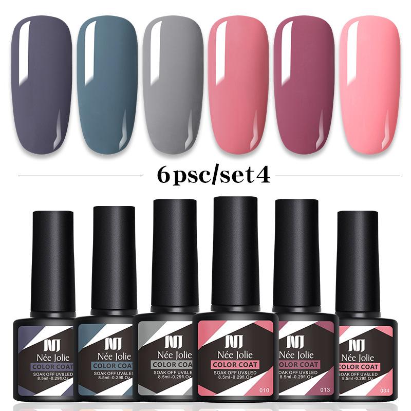 Nee Jolie 6 Colors Gel Nail Polish Set Trendy Nail Gel Soak Off UV Nail Polish Kit DIY Manicure