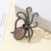 Natural Stone Shell Brooch Octopus-Shaped Brooch For Elegant Formal Coat Jewelry Accessory 52x37mm
