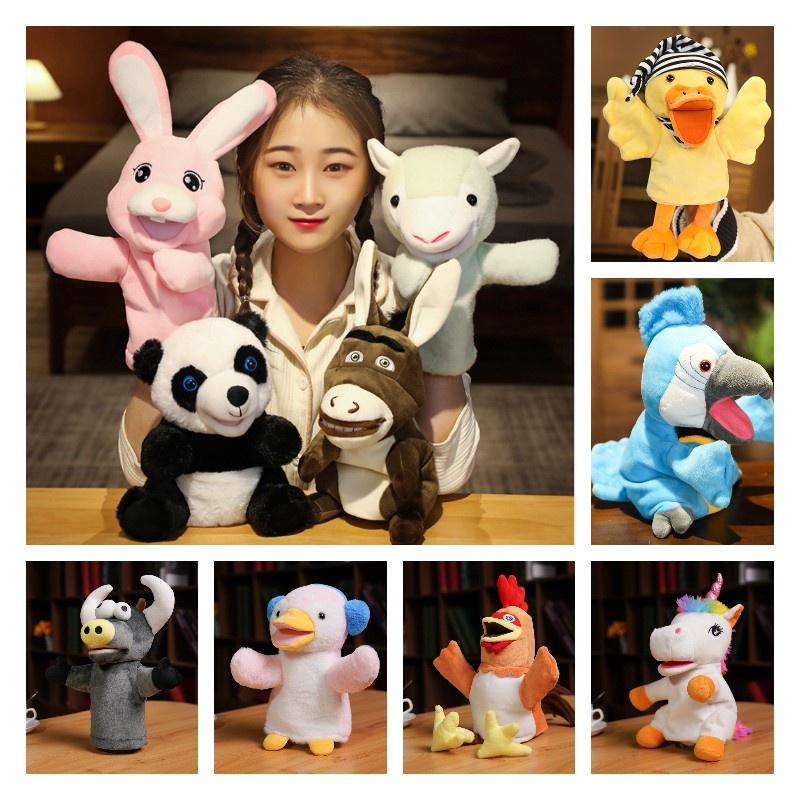 Большого размера кукла-марионетка фермерского животного Мягкая и пушистая Заяц Осел Панда Единорог Петух