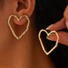 Ingemark Punk Creative Hollow Out Love Heart Stud Earrings for Women Wed Bridal Lovely Gold Color Piercing Earrings Wed Zircon
