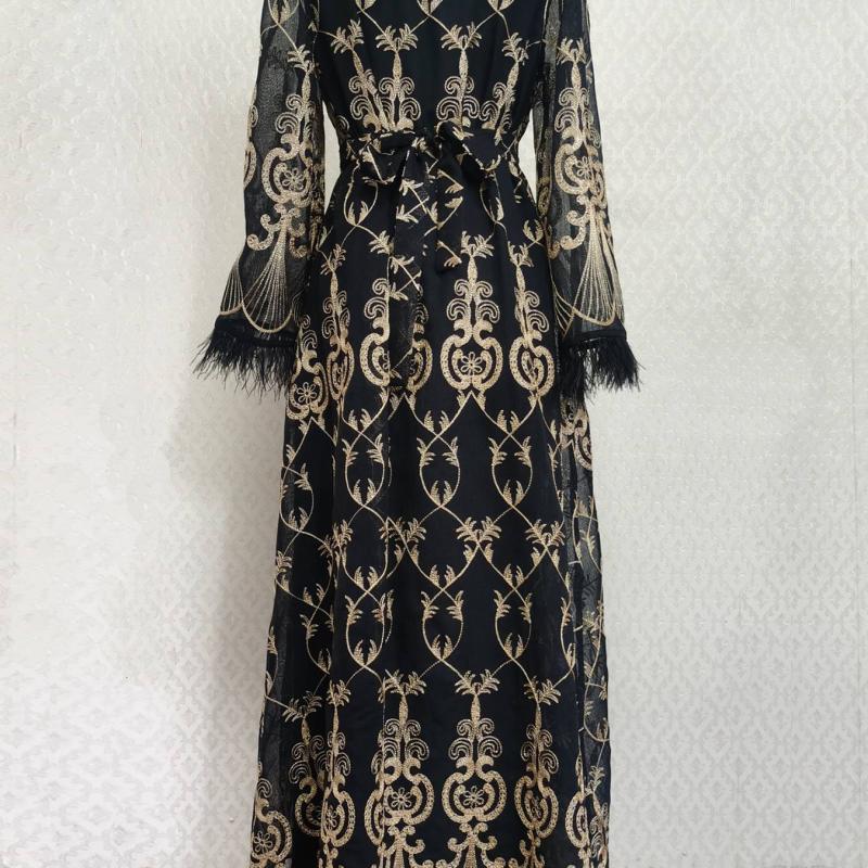 Арабский вышитый стикер платье мусульманский банкетный халат