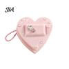 Earphone Case for Wired Headphones Heart Shape Earbud Organizer with Faux Diamonds, Portable Headphone Storage Cute Bag Charm Girls Holder Bags