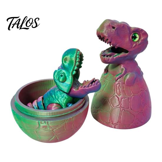 Articulated Dinosaur Figure 3D Printed Egg Toy, Tyrannosaurus Fidget Toy for Stress Relief Dino Relief, Desktop Ornament Home Office