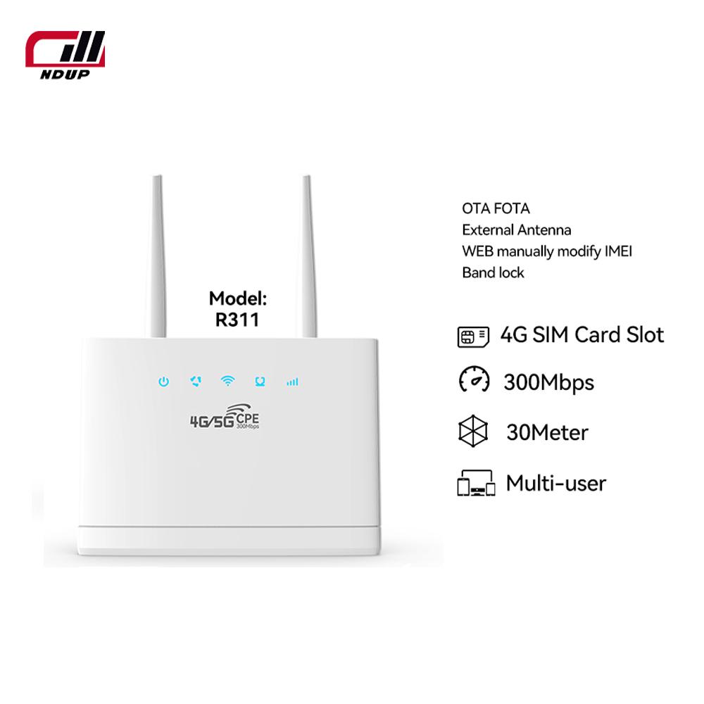 NDUP R311 4G LTE Router – CPE WiFi, SIM Card Slot, 300Mbps, LAN RJ45 Port, High-Speed Indoor Router!