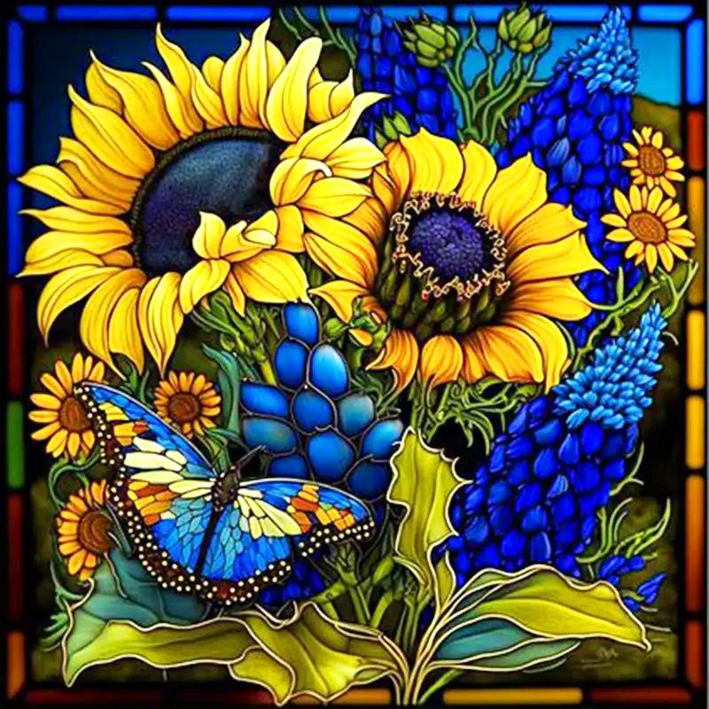 Diy 5d Diamond Mosaic Sunflower Full Round Drill Painting Animal Butterfly New Collection Home Decor Rhinestone