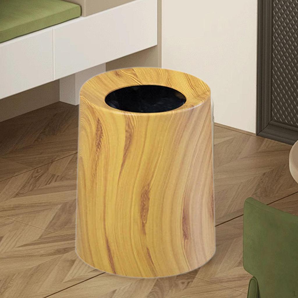 Round Trash Can Rubbish Bin Modern Decorative Paper Basket Waste for Office Indoor