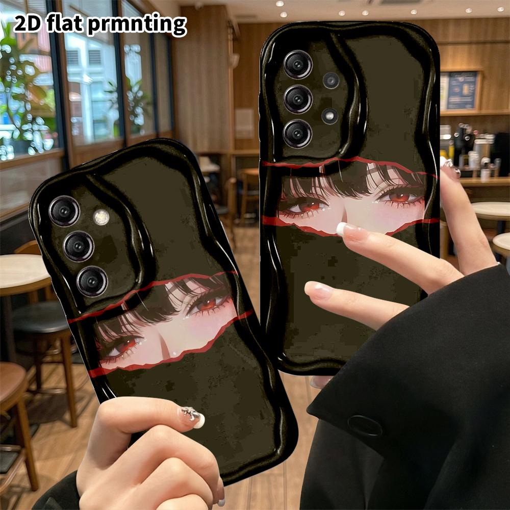 Phone Case: 2D flat, fits Samsung Galaxy A34 A35 M05 M06 S20 S22 S21 FE Plus 5G protective case, red-eyed girl, perfect Christmas and Halloween holida
