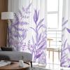 Акварельные фиолетовые домашние тюлевые шторы с растениями для спальни, гостиной, прозрачные шторы с принтом для балкона, летний домашний декор