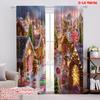 2pcs,2D Plane Printing Popular Curtain Panels Festive Gingerbread Village Candy Town Backdrop Durable 100% Polyester Fabric