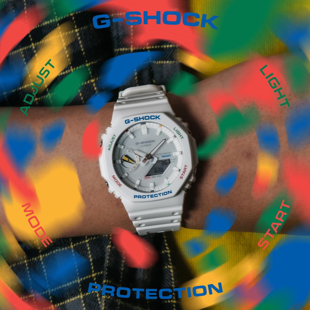 Casio Мужские часы G-SHOCK из смолы, водостойкость 200 м, ударопрочность, будильник, кварцевые, GA-B2100FC-7A