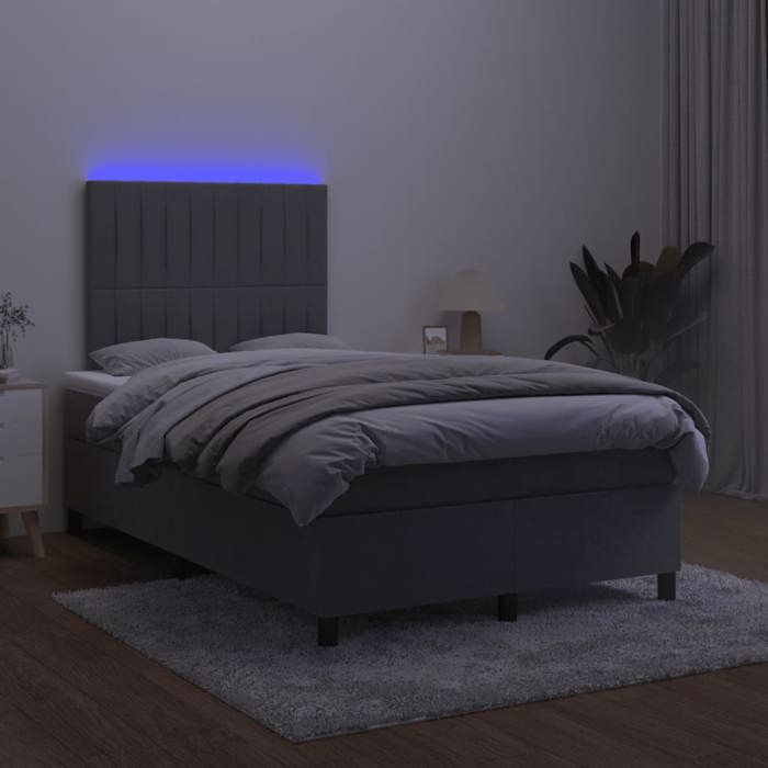 Maison Exclusive - Sommier à lattes de lit avec matelas LED gris foncé 120x190 cm
