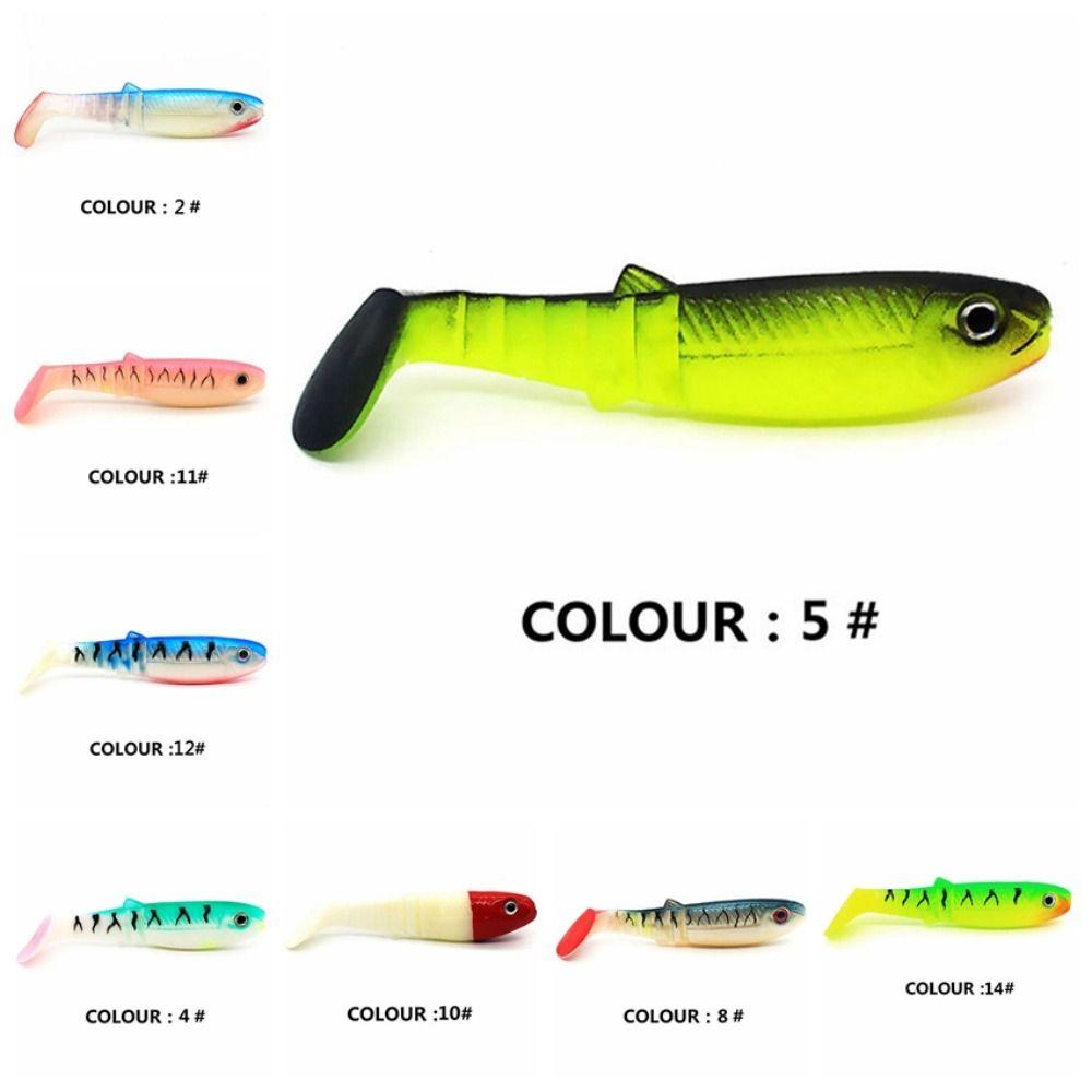 5PCS 8cm/6g T-tail Wobblers Worm Soft Lures Fishing Swimbait Wobblers Lure Fresh Water