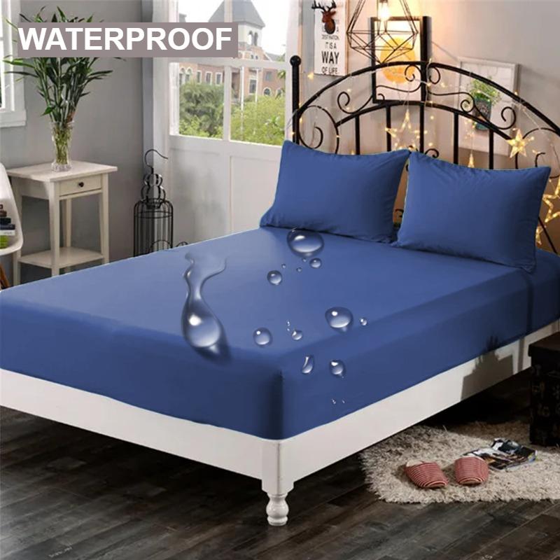 1 шт. Водонепроницаемая простыня на резинке из высококачественной реактивно окрашенной плотной ткани, эластичная, доступна в различных размерах, мягкая простыня, пишите, серый, черный, 120/140/160