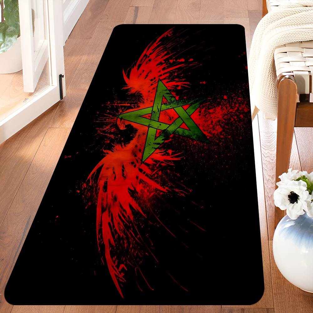 M-Morocco Map Flag Kitchen Mat Nordic Style Bedroom Living Room Doormat Home Balcony Anti-Slip Welcome Rug