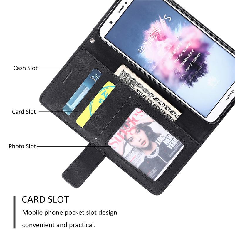 Чехол Huawei P Smart Case Leather Flip Case on For Fundas Huawei P Smart FIG-LX1 FIG-LA1 Phone Cover Retro Magnetic Wallet Cover Etui
