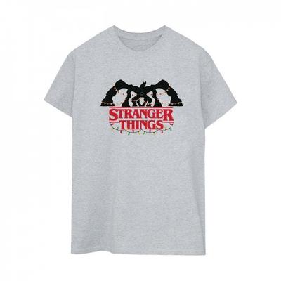 Netflix Женская/Дамская Хлопковая Футболка Бойфренда Stranger Things Demogorgon Рождественские Огни