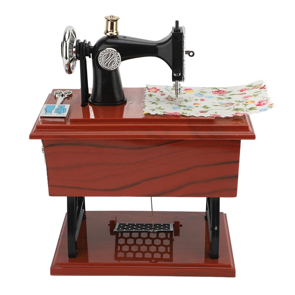 Sewing Machine Music Box Hand Crank Musical Box Vintage Sewing Machine Desk Decoration