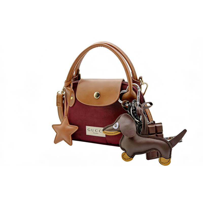 Gucci Cosmetic bag/toiletry bag [Customized bag] Wine-hearted Dachshund Puppy Doll CNY New Year Limited Cute Commuting Wine-hearted Dachshund Puppy
