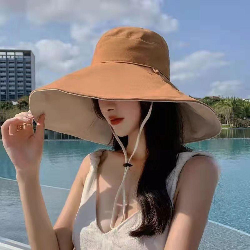 UV Protection Sunscreen Sun Hat Solid Color Hiking Bucket Hat Fashion Women Fisherman Hat Ladies