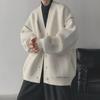 Men's Retro-Style Thick Winter Cardigan - Japanese V-Neck Knit Sweater