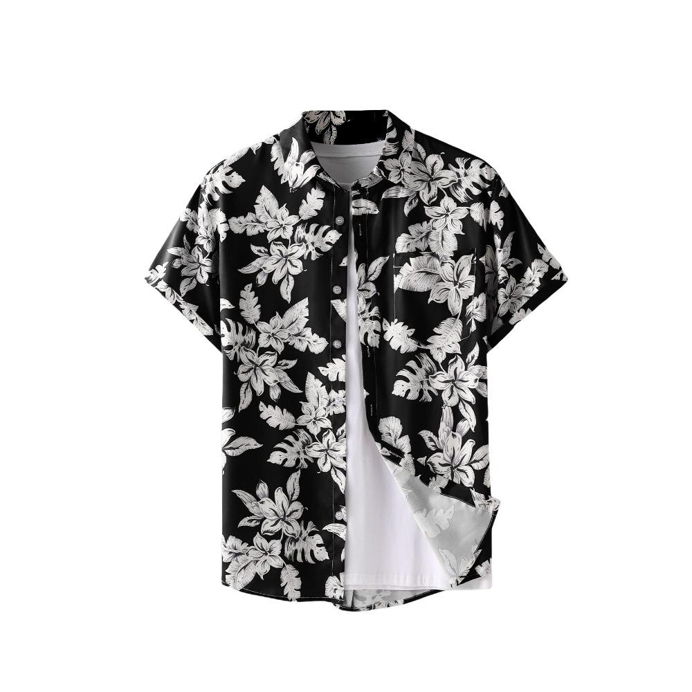 Summer Fashion Casual Holiday Beach Shirt 3D Flower Pattern T-shirt Retro Short Sleeve Street Vacation Outdoor Men's and Women's Shirt
