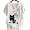 Women's Comfortable Cotton Linen Casual Tee with 8 Animal Patterns, Round Neck, and Short Sleeves S-5XL