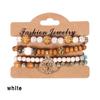 4Pcs/set Wooden Beads Bracelet Multicolor Women Boho Bangles With Hollow-out Pendant LM