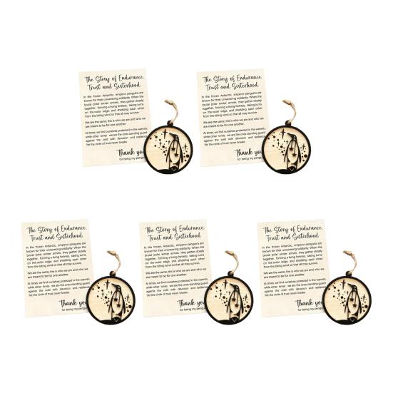 1/3/5Pcs Wooden Emperor Penguin Friendship Ornament Rustic Christmas Tree Hanging Sisterhood Decoration Pendant Sister Friend Gift