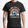 Men Fashion Casual Short Sleeves Skull Rainbow Sarcasm Vibe Quote Black Tees Oversized T-shirts