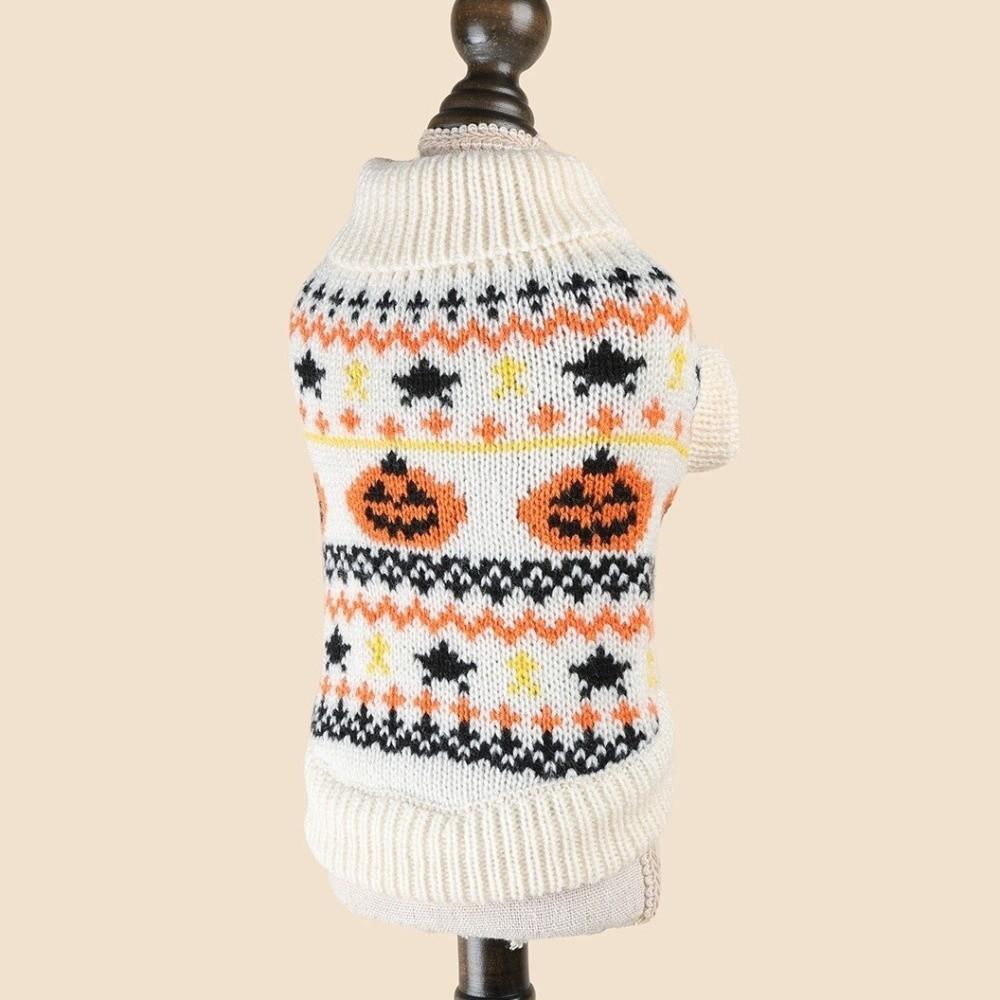 Knitwear Halloween Pet Sweater High Neck Cat Turtleneck Sweater Dog Pumpkin Pattern Coat Halloween