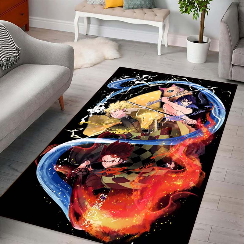 Demon Slayer Art Print Floor Mat Living Room Game Room Carpet Camping Picnic Mat Doormat Floor Mats Anime Room Decor Area Rug