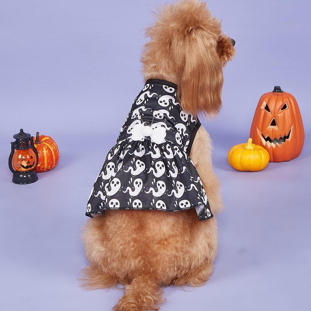 Платье-юбка для маленьких домашних животных на Хэллоуин с изображением собак и кошек