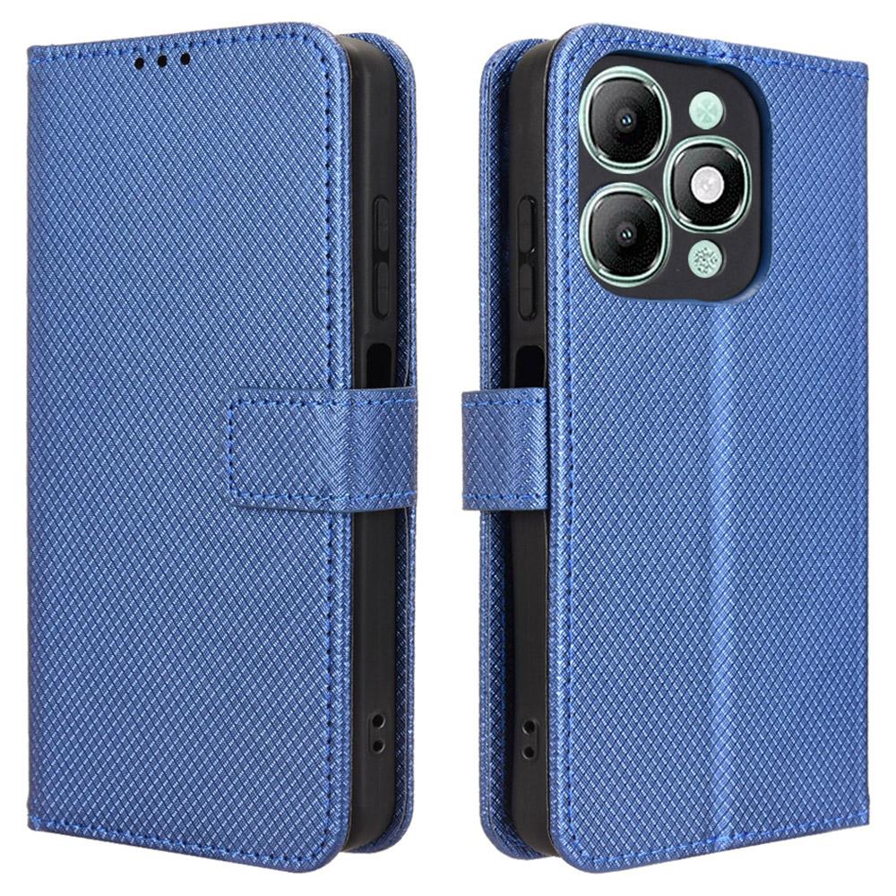 Для itel A90 4G Кожаный чехол-кошелек с ремешком Текстура бриллианта Чехол для телефона