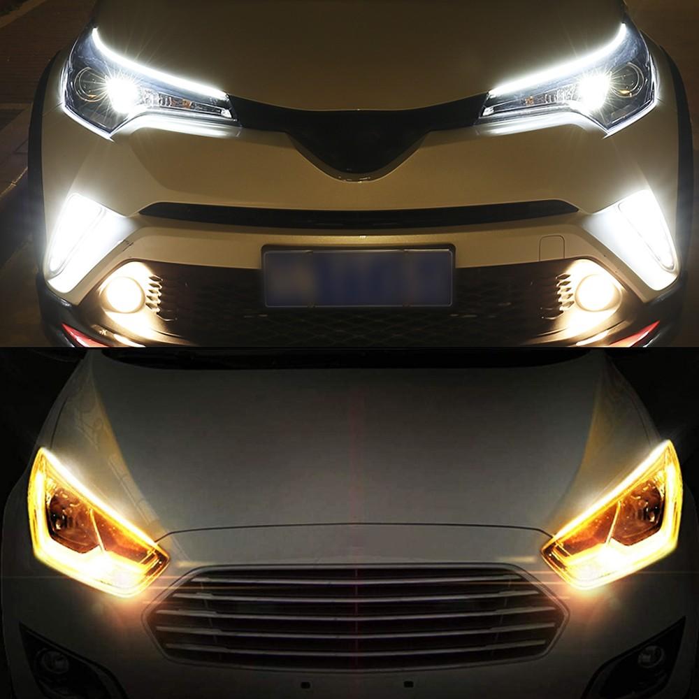 2pcs Car Flexible Strip LED Headlight Sequential Slim Turn Signal Light DRL 60cm