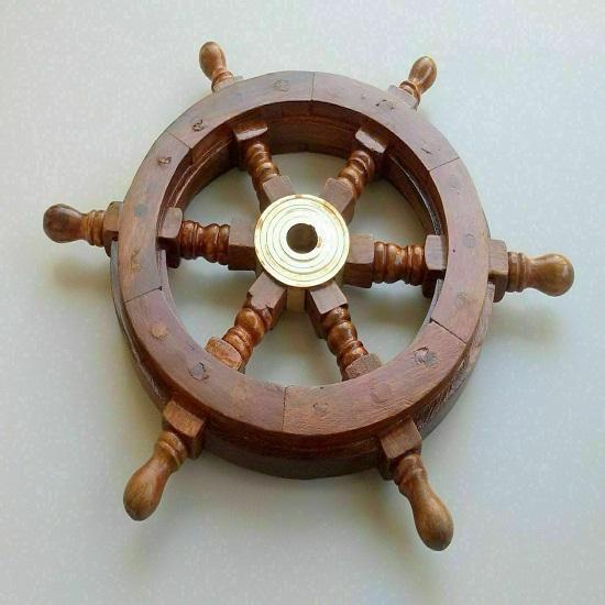 Морской Деревянный Штурвал Корабля Пиратский Декор Дерево Латунь Рыбалка Стена Лодка 30,48 см