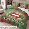 South Sydney Rabbitohs Printed Bedding Set Custom Name Text 1 Duvet Cover 2 Pillowcases For Bedroom