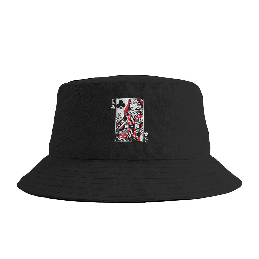 Queen of Clubs Poker or Blackjack Club Queens Playing Card Bucket Hat Harajuku FisherUnisex Caps Portable Beach Travel Visor Hats