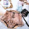 Female White Panties Sweet Cross Bow Girl's Lingerie Kawaii Underwear Palace Ruffles Lace Briefs