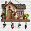 2D Plan, 1 2D Plan, A Cute Villa Wooden Multifunctional Home Keychain with Four Metal Hooks - Wall Decoration, Porch Decoration, Room Decoration